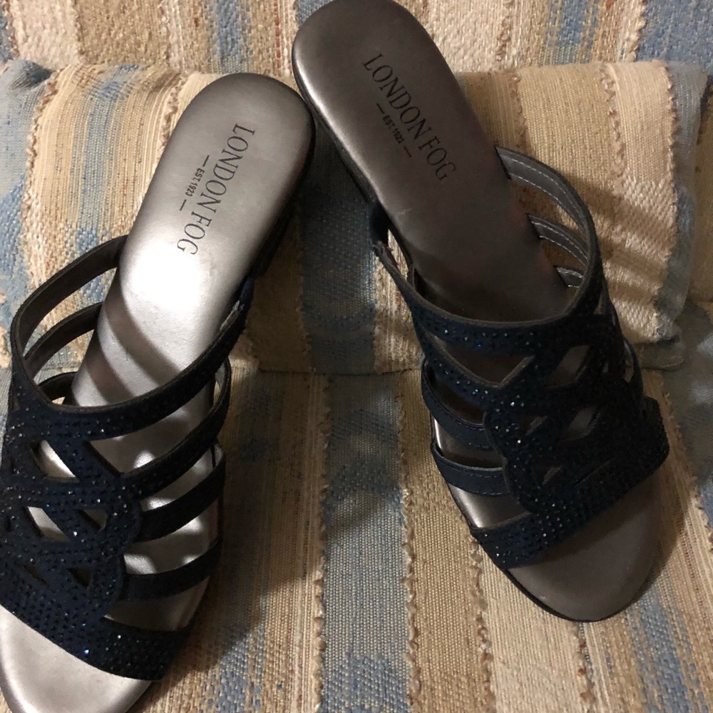 Black Sequined London Fog Sandals Size 6.5
